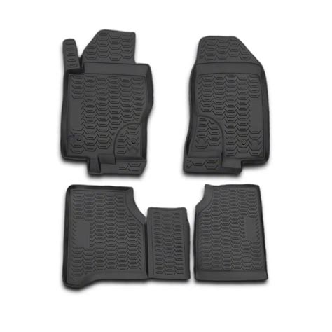 OMAC Frontier All Weather Molded 3D Front and Rear Floor Liners; Black ...