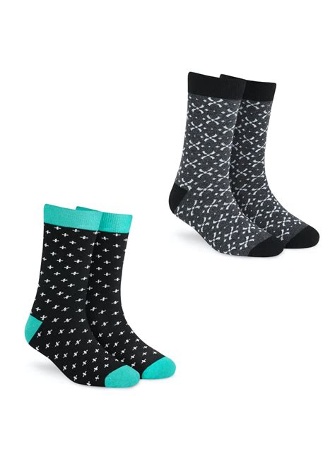 Get Pack of 2 Crew Socks- Plus & Criss Cross at ₹ 379 | LBB Shop