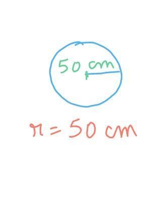 A circle has a radius of 50cm. Calculate the area of the circle in cm² ...