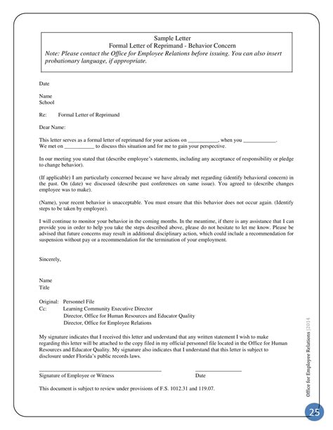 61+ Free Printable Letter Of Reprimand Templates [Word] Example