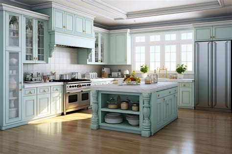 Gourmet kitchen room interior design 3d rendering | Premium AI ...