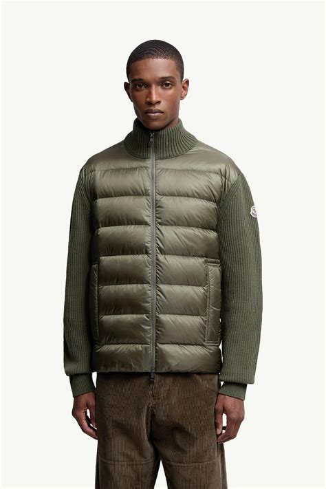 Olive Green Padded Wool & Cashmere Zip-Up Cardigan - Sweaters ...