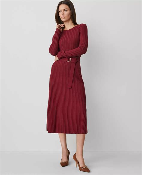 Belted Ribbed Sweater Dress