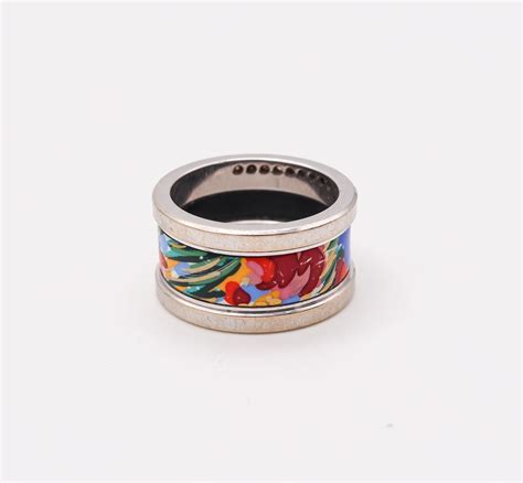 Frey Wille Austria Contemporary Enamel Ring Band in 18Kt White Gold ...