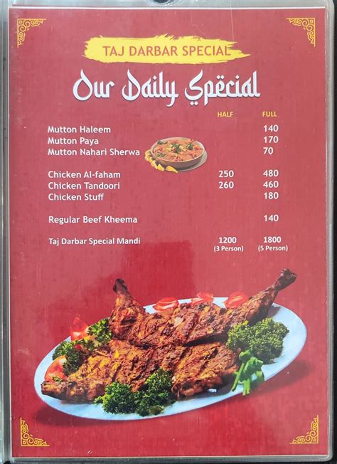 Menu at Taj Darbar Hyderabadi Restaurant, Belgaum