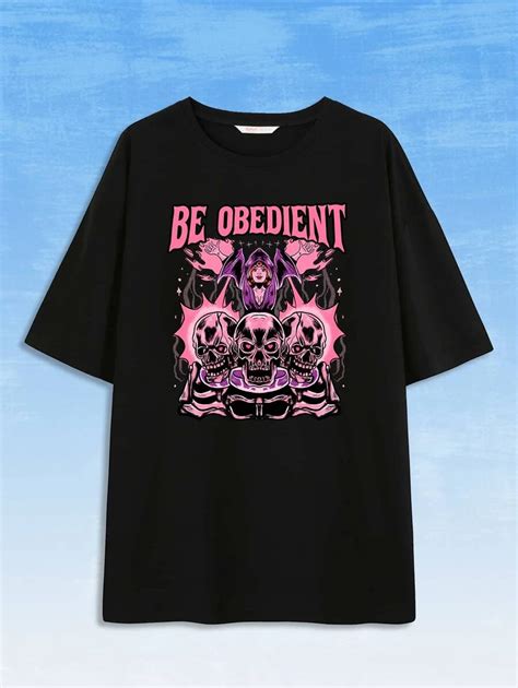 Unlogicstudio Letter Skull Print Tee | SHEIN USA