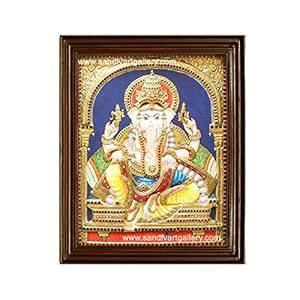 Sandiv Art Mantapa Ganesh Tanjore Paintings – 22 Carat Gold Foil Ganesh ...