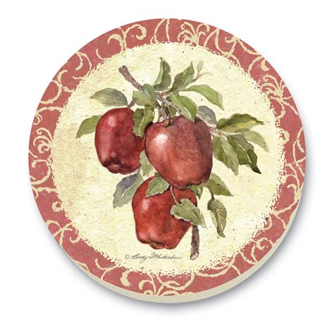 Buy CounterArt Old Orchard Apples Round Stone Trivet, 6-Inch Online at ...
