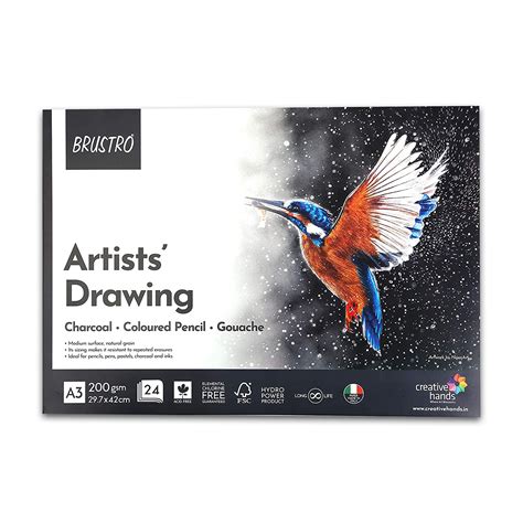 BRUSTRO Artist Drawing Glued Pad 200 GSM A3 - 24 Sheets | Unleash Your ...