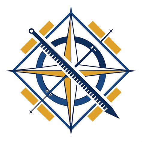A geometric logo using a compass and ruler in a cross pattern ...