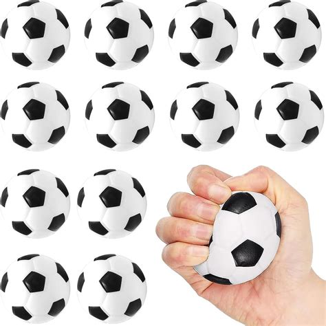 Boriyuan 12 Pcs Mini Soccer Ball Foam Stress Bouncy 2.5 inch White ...