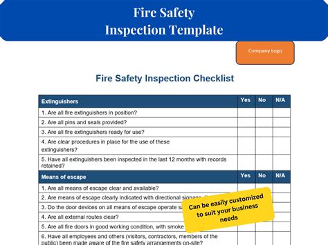 Comprehensive Fire Safety Inspection Template Word | Fire Safety Inspection Form- Keep Your ...