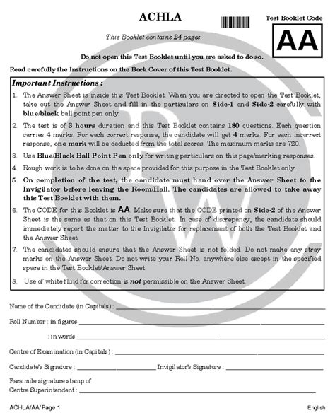 NEET 2018 Question Paper - AA Test Booklet Code This Booklet contains ...