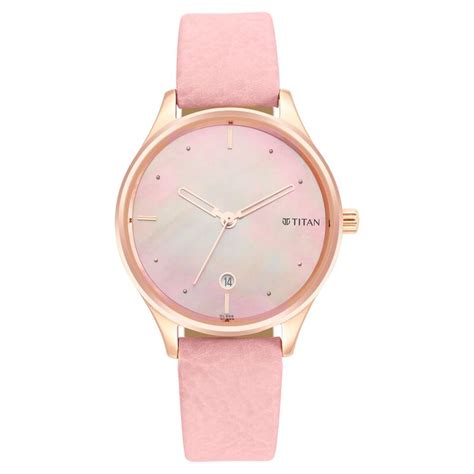 Buy Online Titan Pastel Dreams Pink Mother of Pearl Dial Analog Leather ...
