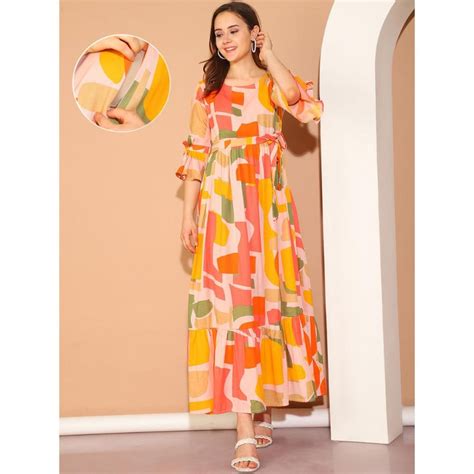 Buy Moms Maternity Womens Geometric Print Cotton Yellow Maternity Maxi ...