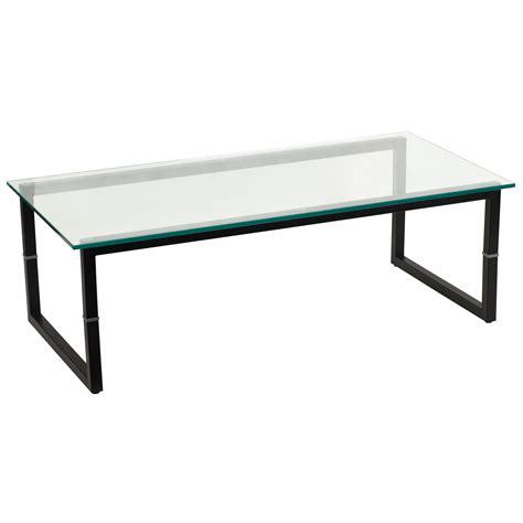 Hodedah Glass Rectangle Coffee Table Clear/Black at Joseph Stanfield blog