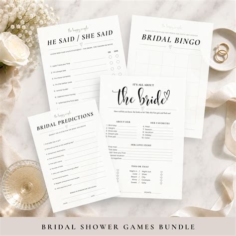 Bridal Shower Games Bundle | Editable Canva Printables | Minimal ...