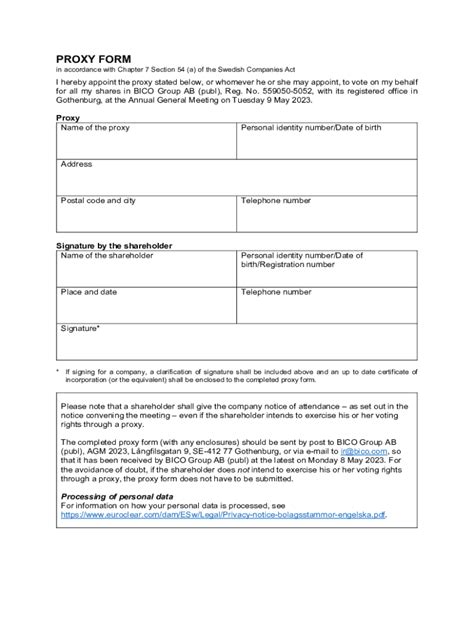 Fillable Online BICO-Group-AB-Advance-voting-form-AGM-2023. ... Fax ...