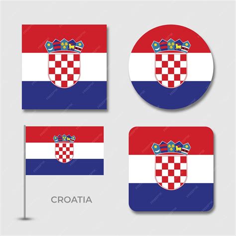 Premium PSD | National flags of croatia set design template psd file
