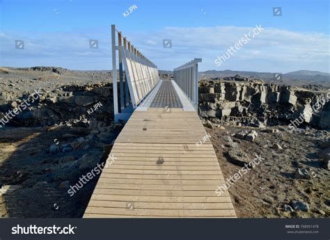 Iceland Reykjanes Peninsula Bridge Between Continents Stock Photo ...