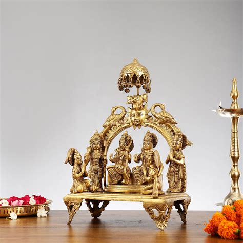 Buy Brass Complete Ram Darbar Statue with Shatrughan and Bharat, 16 ...