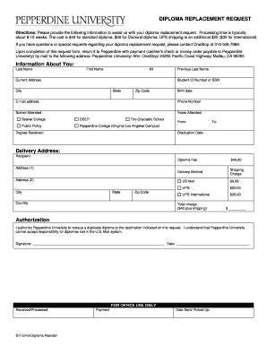 Fillable Online Diploma Replacement Request Form Fax Email Print ...