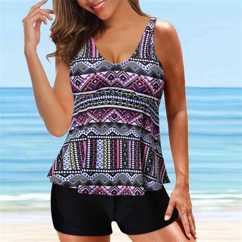 Gaecuw Womens Tankini with Shorts Sexy Conservative Swimwear High ...