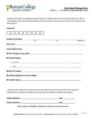 Curriculum Change Form - Blank Fillable Template | Fill Out, Print ...