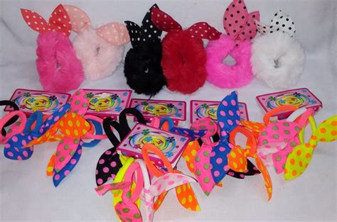 Soft Fluffy Rabbit Ear Fur Elastic Rubber Bands With Bow Style Rubber ...