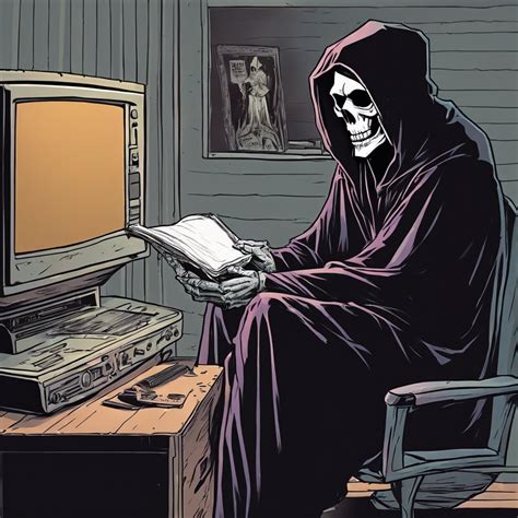 Grim reaper watching vhs movie | Fanart