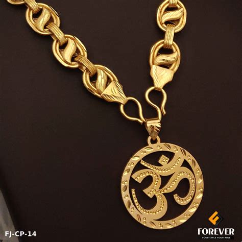 Superior Desing koyali Gold pleted Chain With CNC OM Pendant For Men ...