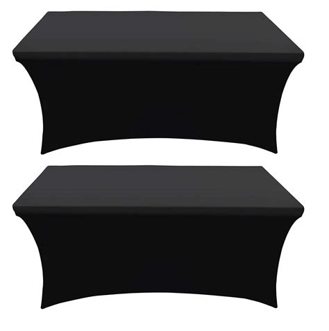 2 Pack Black 30x72 6 Foot Stretch Spandex Table Covers
