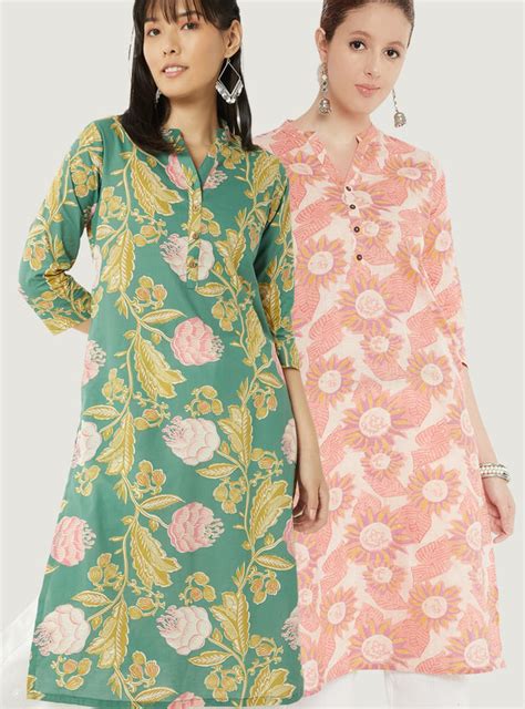 Buy Women Printed Straight Kurtas - Pack of 2 Online at just Rs. 998.0 ...