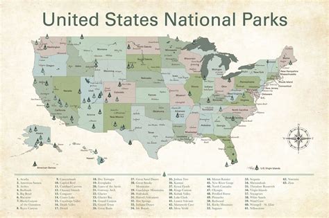 List of National Parks by State - National Parks Map Rainbow Square2 us ...