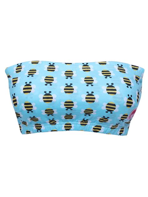 Double-Layer Cotton Tube Bra | Non-Padded Tube Top | Blue Bee Print – D ...