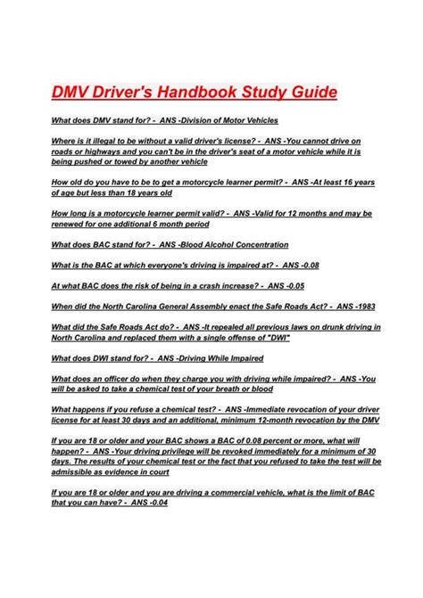 Image result for DMV Study Guide Free