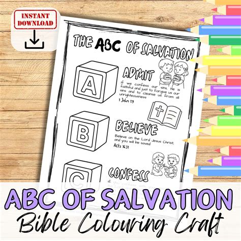 ABC of SALVATION Bible Verse Gospel Coloring in Sheet Activity for Kids ...