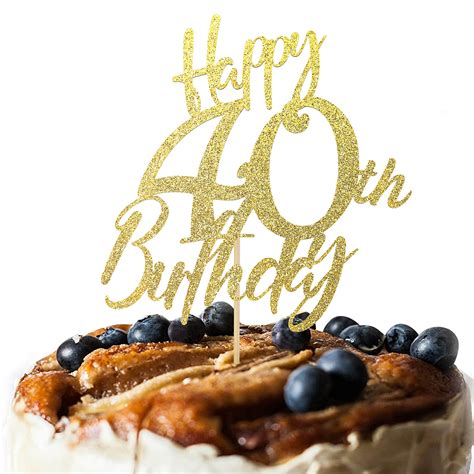 Buy YESSWL Happy 40th Birthday Cake Topper - Gold Glitter 40th Birthday ...