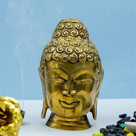 Brass Face Buddha Head Spritual Showpiece – PujaNpujari
