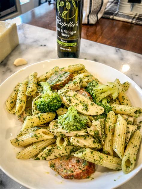 Pesto Penne Pasta with Italian Sausage, Chicken and Broccoli ...