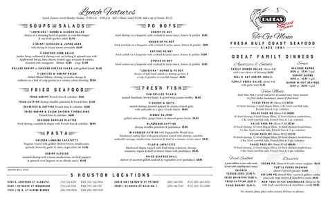 Pappas Seafood House menu in Humble, Texas, USA