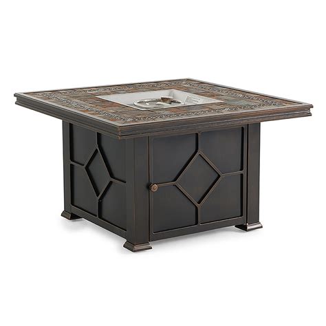 Black Gold Cast Aluminum and Natural Red Slate Top 42 in. Sq. LP Gas ...
