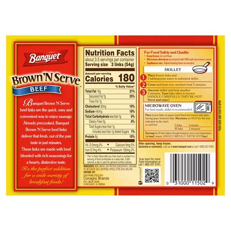 Banquet Brown ‘N Serve Fully Cooked Beef Sausage Links - Shop Sausages ...