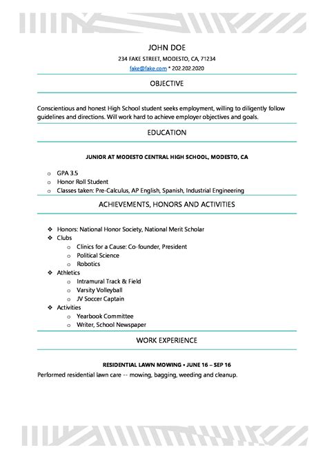 High School Resume - Resume Templates For High School Students and Teens