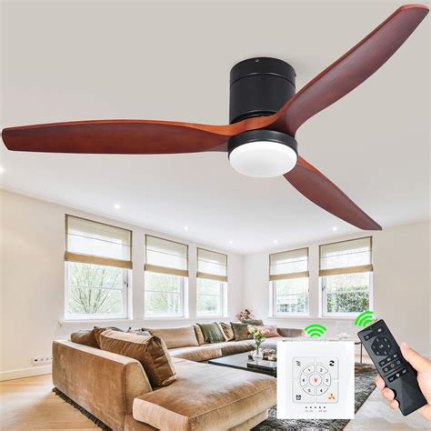60 Inch Low Profile Ceiling Fan with Lights Remote Flush Mount Fan ...