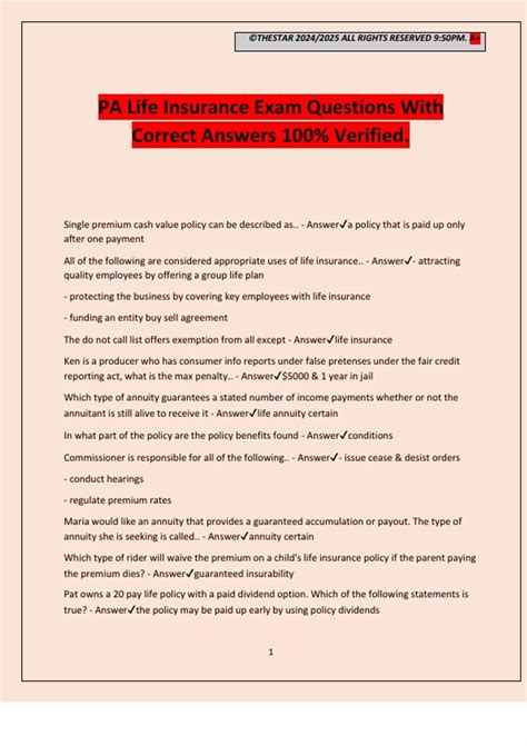 Image result for PA Life Insurance Exam