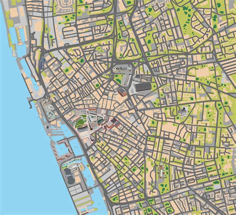Liverpool ONE City Map with Detailed Streets and Buildings