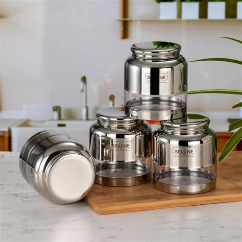 Buy Serene Stainless Steel Exotic See-Through Jar | Airtight Jars for ...