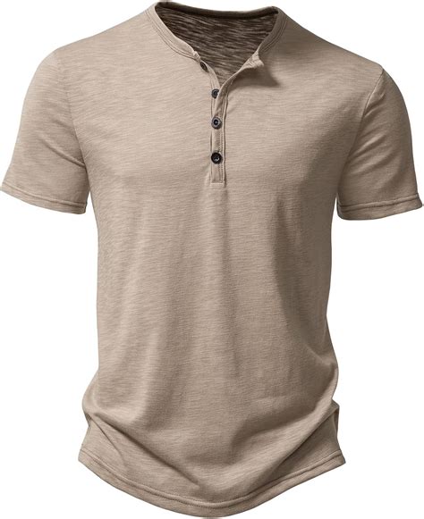 Men's Short Sleeve Henley Shirt Casual Stretchy Slim Fit T Shirt