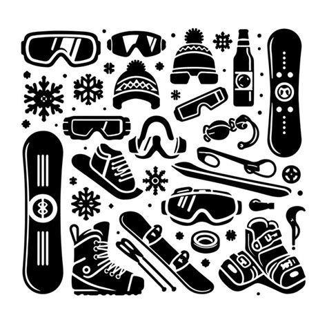 Snowboarding elements silhouette vector | Premium AI-generated vector